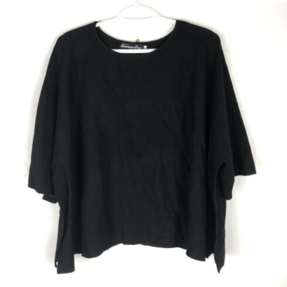 American Rose Women’s Black Short Sleeve Sweater, Size Large